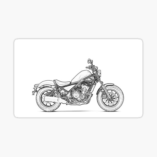 Vista previa del artículo con la obra «Honda Rebel 500 Sketch», diseñado y vendido por SpinnySnails.