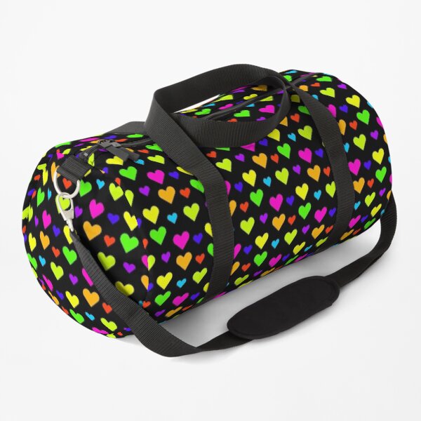 Neon Fluorescent Bright Hearts Duffle Bag