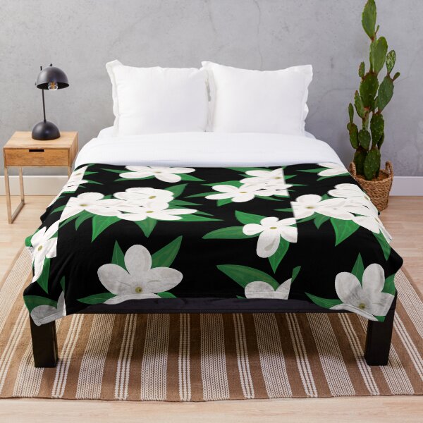 Artikelvorschau, White Flowers On Black Pattern entworfen und verkauft von JacieDesigns.