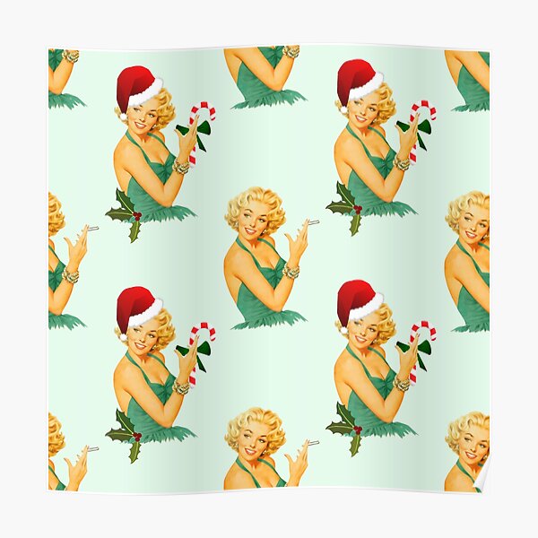 1940s Pin-Up Girl Christmas Elf Picture Poster Print Vintage Art Pin Up 