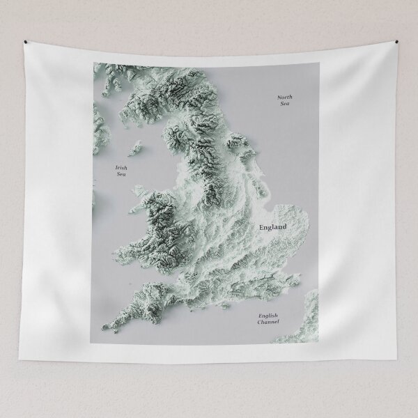 Item preview, Shaded Relief Map of England digitally-rendered  designed and sold by ThinkAboutMaps.