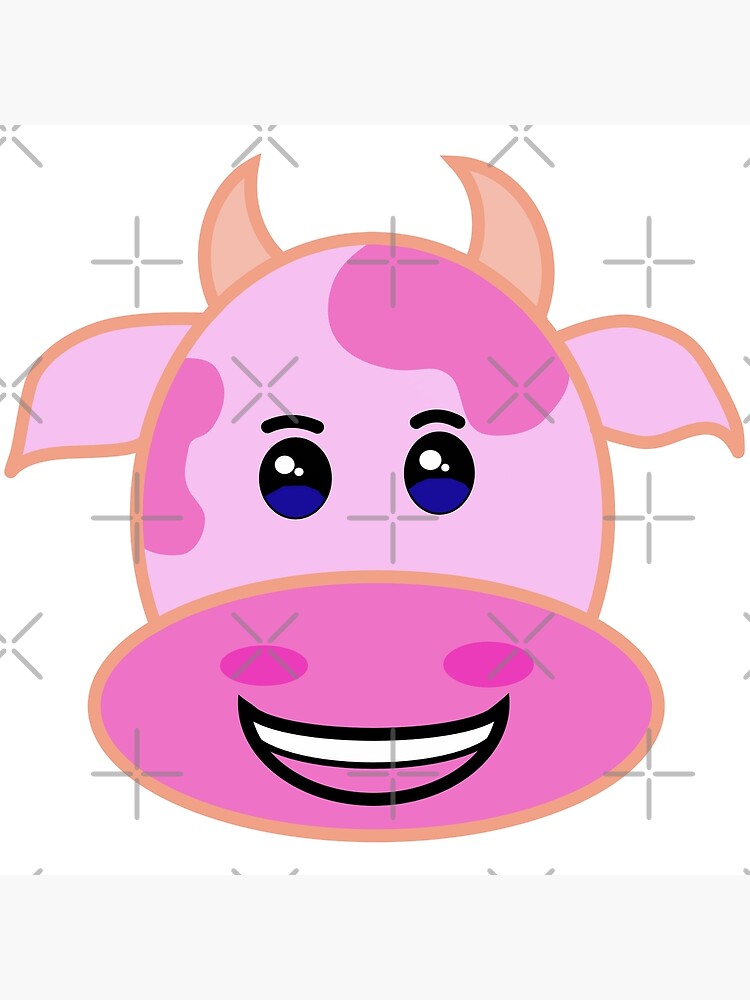 "Smiley Strawberry Cow Emoji" Art Print by artzytoolz Redbubble