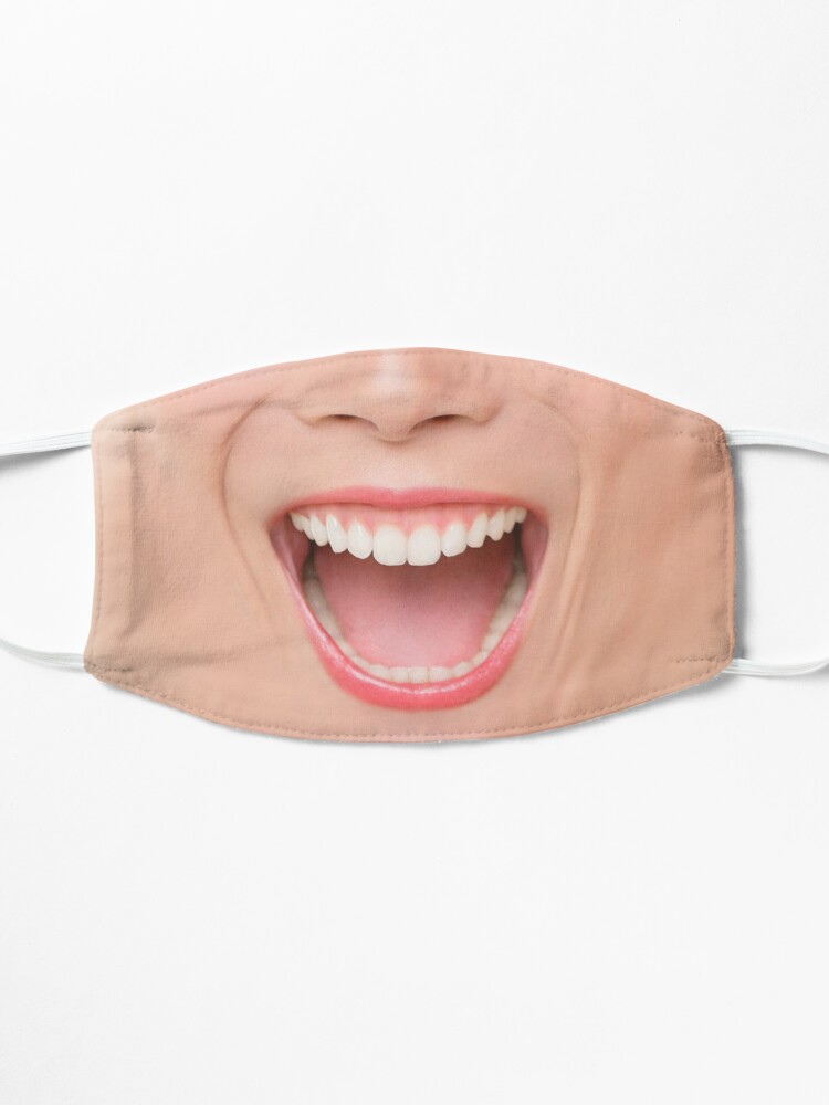 Alternate view of Funny happy face mask woman mouth laughing screaming of laugh Mask