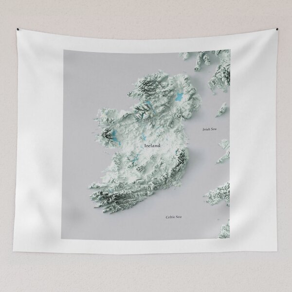 Item preview, Shaded Relief Map of Ireland digitally-rendered  designed and sold by ThinkAboutMaps.