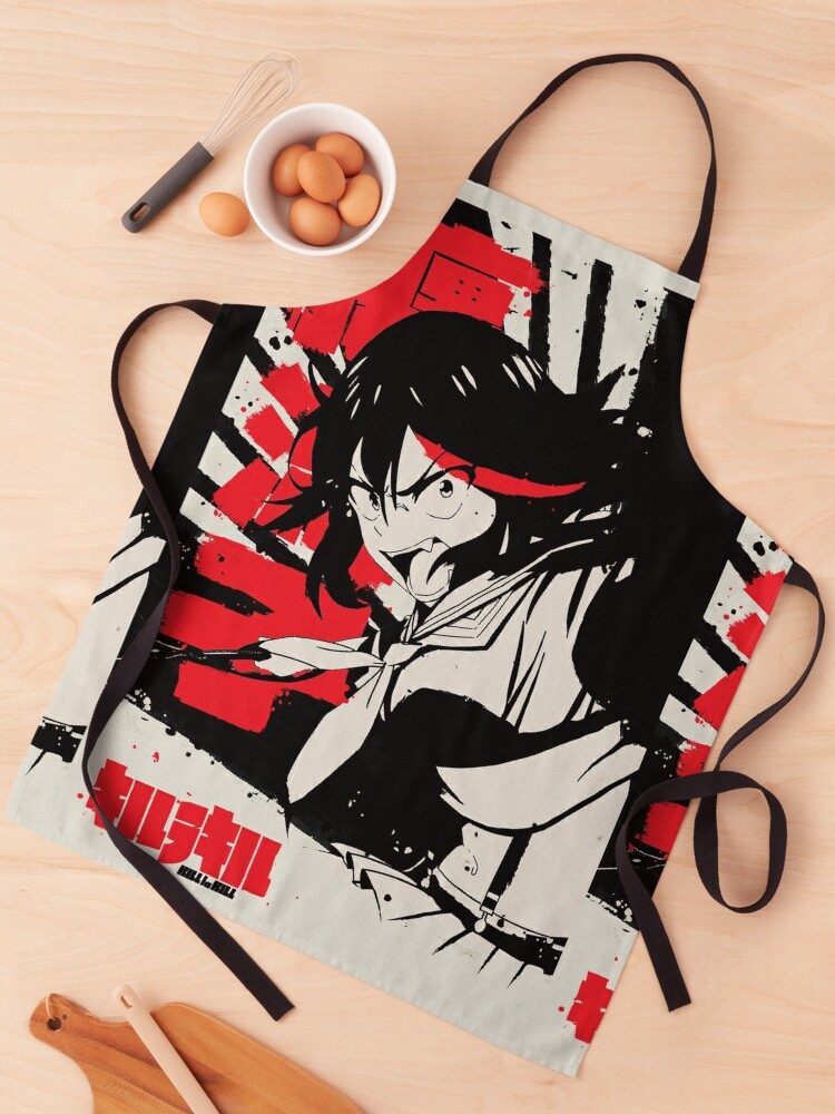 Ryuko Matoi Kill La Kill Japanese Ink 纏 流子 Apron By Waifu Dope Redbubble