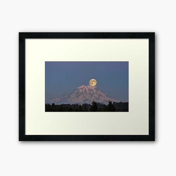 Full Moon over Mount Rainier Framed Art Print
