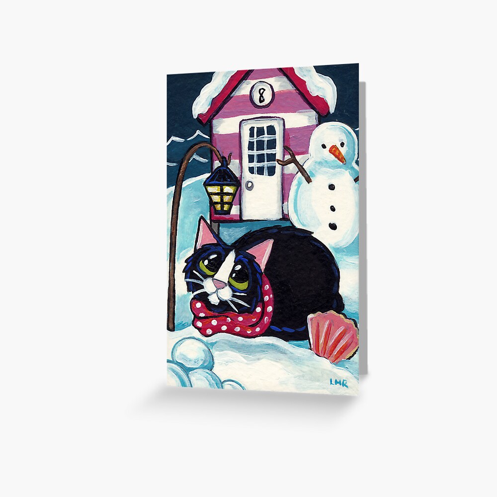 Snow at Beach Hut 8 Greeting Card