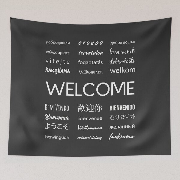 Item preview, Welcome phrase in different languages designed and sold by Minimalist Quotes and Sayings.