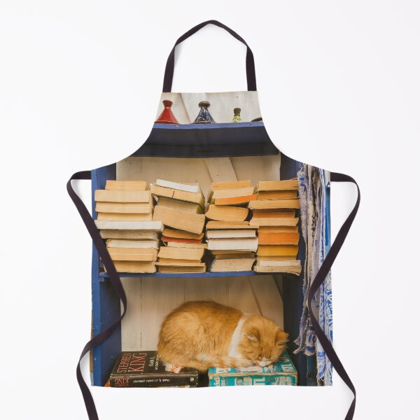 Item preview, orange cat napping in blue bookshelf designed and sold by Rebecca Li.