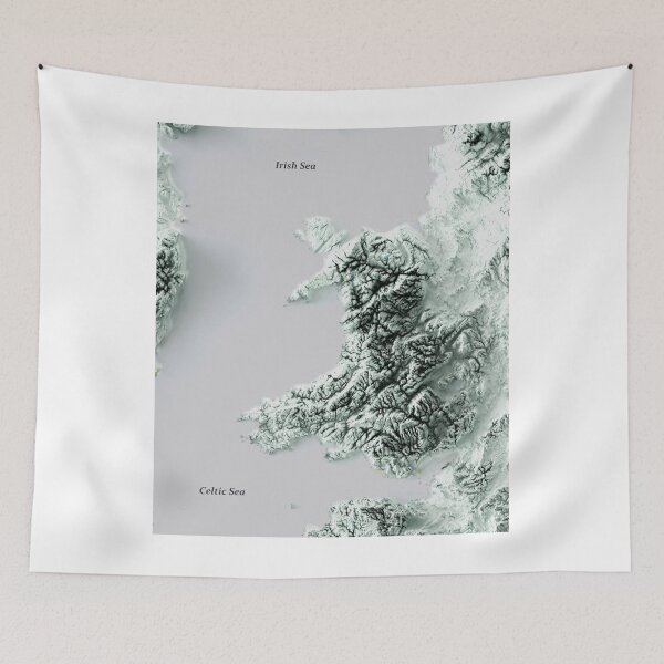 Item preview, Shaded Relief Map of Wales digitally-rendered  designed and sold by ThinkAboutMaps.