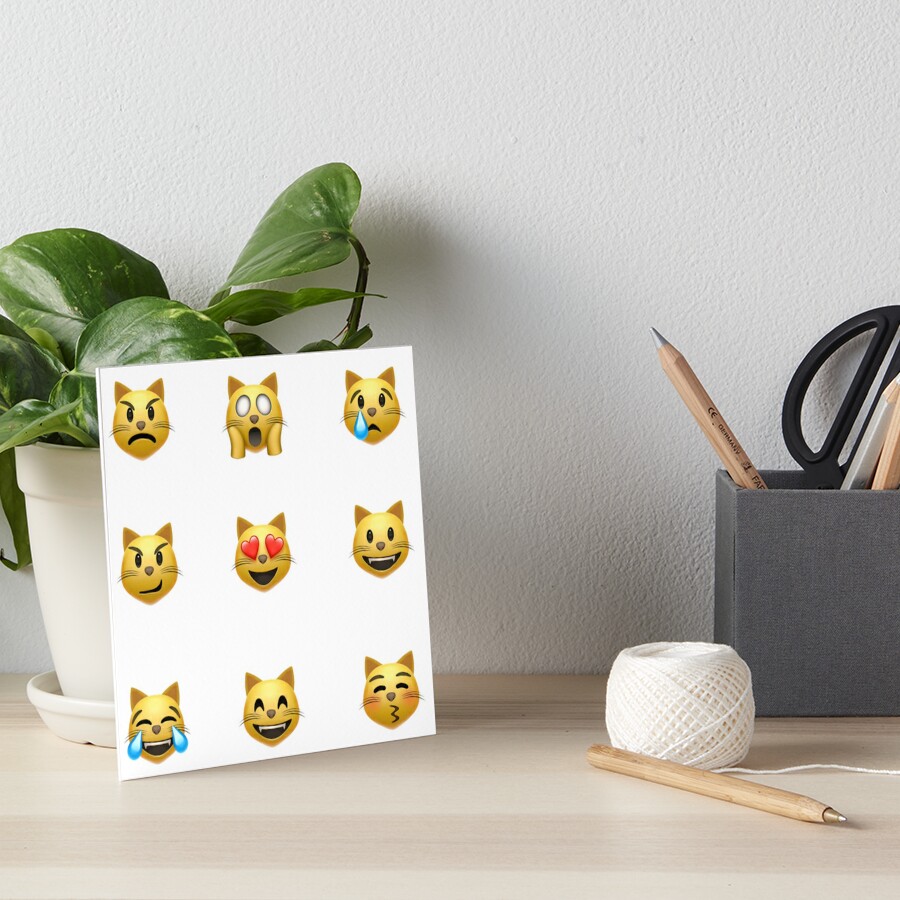 Cat Emojis Design Cat Emoji Sticker Pack Art Board Print By Serinastickers Redbubble