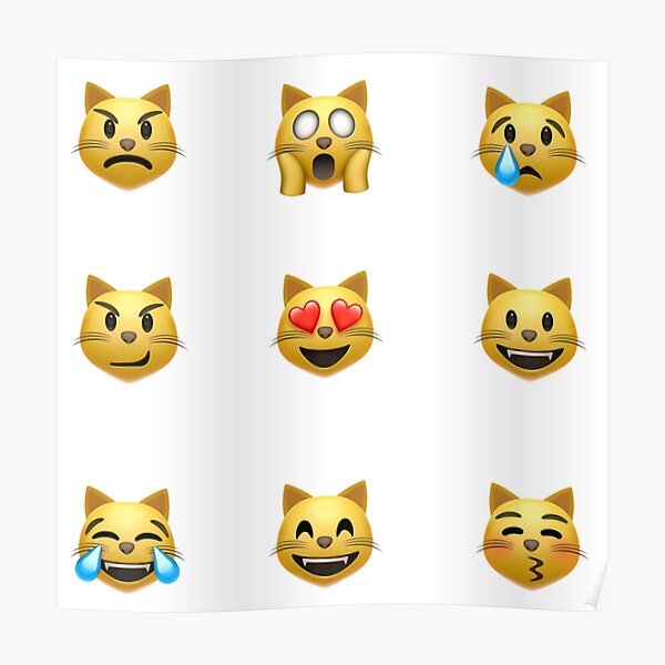 P Ster Dise O De Emojis De Gato Paquete De Pegatinas Emoji Gato De Serinastickers Redbubble