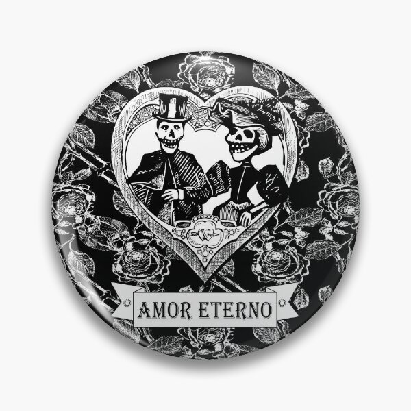 Amor Eterno | Eternal Love | Day of the Dead | Dia de los Muertos | Skulls and Skeletons | Vintage Skulls | Vintage Skeletons | Black and White |  Pin