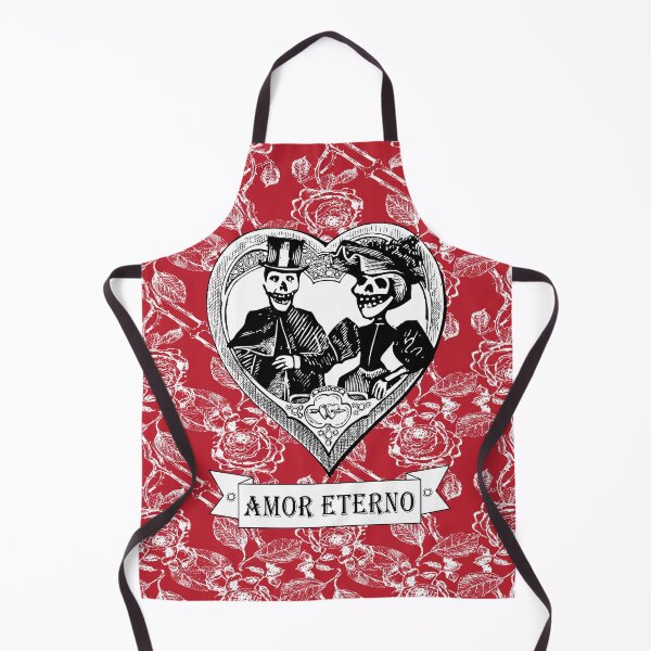 Amor Eterno | Eternal Love | Day of the Dead | Dia de los Muertos | Skulls and Skeletons | Vintage Skulls | Vintage Skeletons | Apron