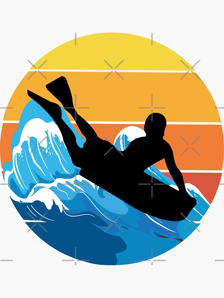 "Vintage Retro Bodyboarding Surfing Summer Bodyboarder Gift" Sticker