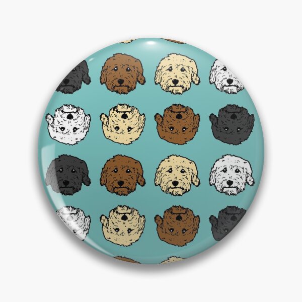 Item preview, Mini Doodle Dog heads - up and down Doodles on aqua designed and sold by smooshfaceutd.
