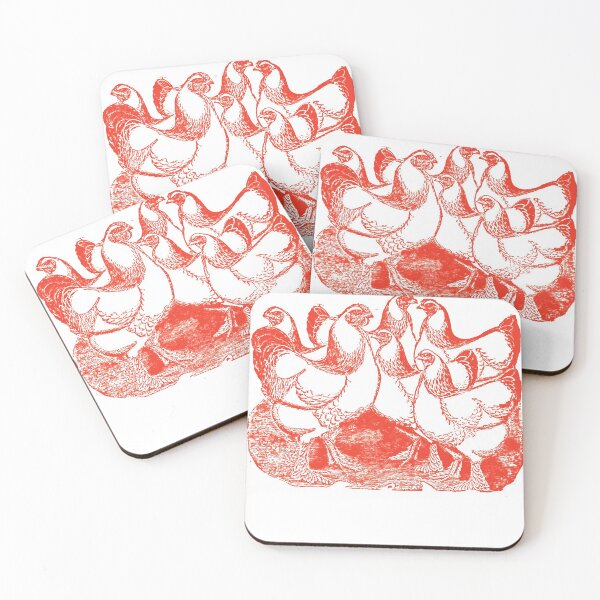 Item preview, Antique Brahma Chickens in Red designed and sold by Bryson  Waind.