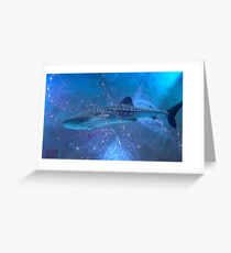 Whale-shark in the fractal big blue. Greeting Card