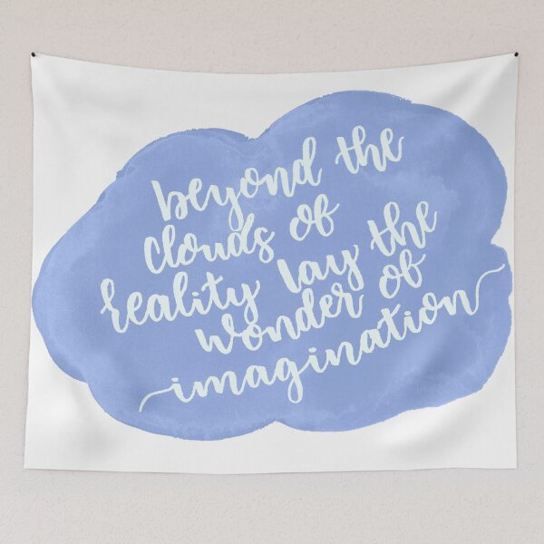 Item preview, Cloud and Imagination Quote White Lettering | Original Watercolor Painting | Hand Lettered Quote designed and sold by merakiandmind.