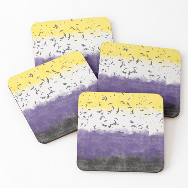 Item preview, Nonbinary Pride Flag with a Flock of Birds designed and sold by Liam Connors-Smith.