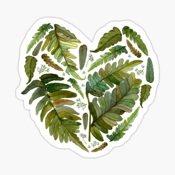 Item preview, Watercolor green fern heart designed and sold by stasia-ch.