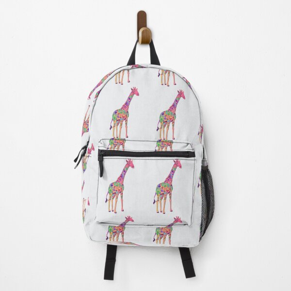 Aperçu de l'œuvre Girafe dessiné main colorée sur fond blanc couleurs tendance créée et vendue par mashmosh.
