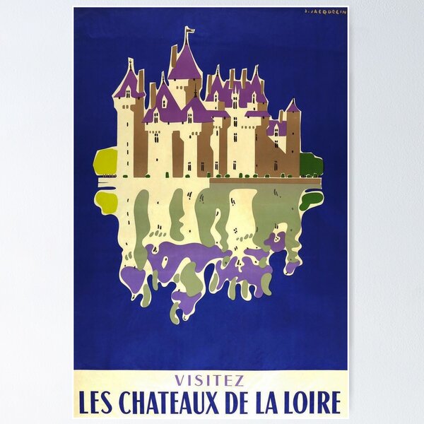 Item preview, Chateaux de la Loire vintage travel poster designed and sold by stickart-marek.
