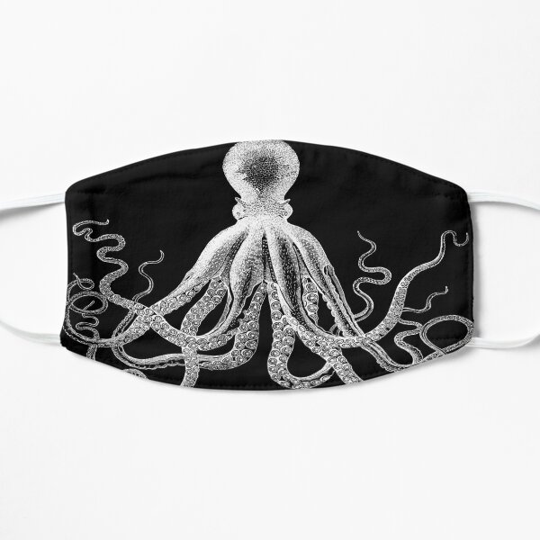 Octopus | Vintage Octopus | Tentacles | Sea Creatures | Nautical | Ocean | Sea | Beach | Black and White | Flat Mask