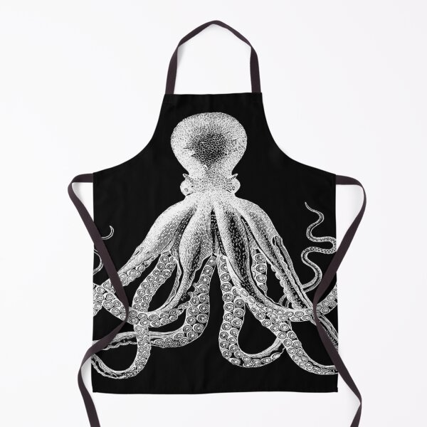 Octopus | Vintage Octopus | Tentacles | Sea Creatures | Nautical | Ocean | Sea | Beach | Black and White |  Apron