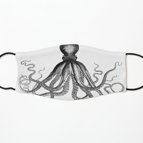 Octopus | Vintage Octopus | Tentacles | Sea Creatures | Nautical | Ocean | Sea | Beach | Black and White | Kids Mask