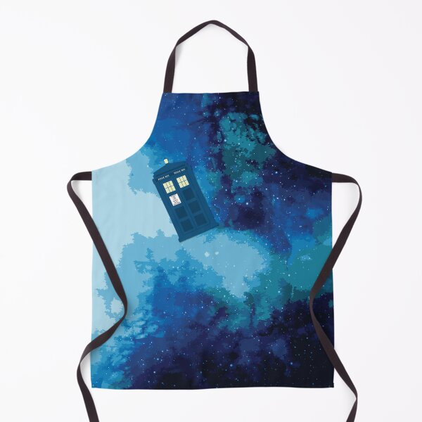 Tardis | Dr. Who Fan Gift | Tardis Police Box Blue Galaxy Print Apron