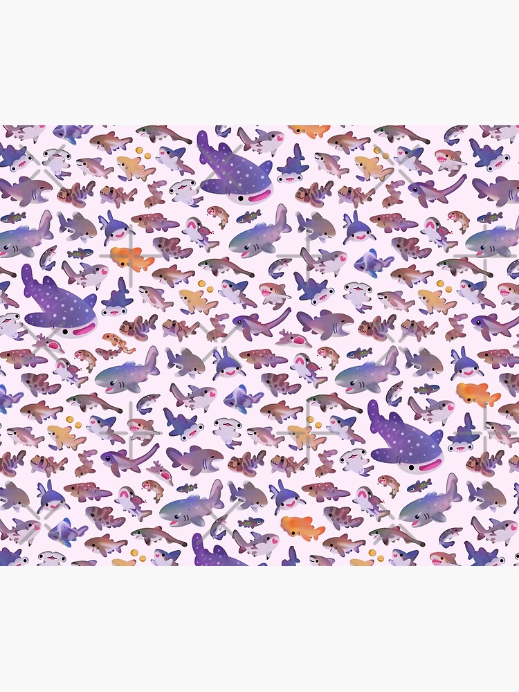 Imagen 6 de 6, Manta con la obra Shark day2 - nombre o versión de bg brillante, diseñada y vendida por pikaole.