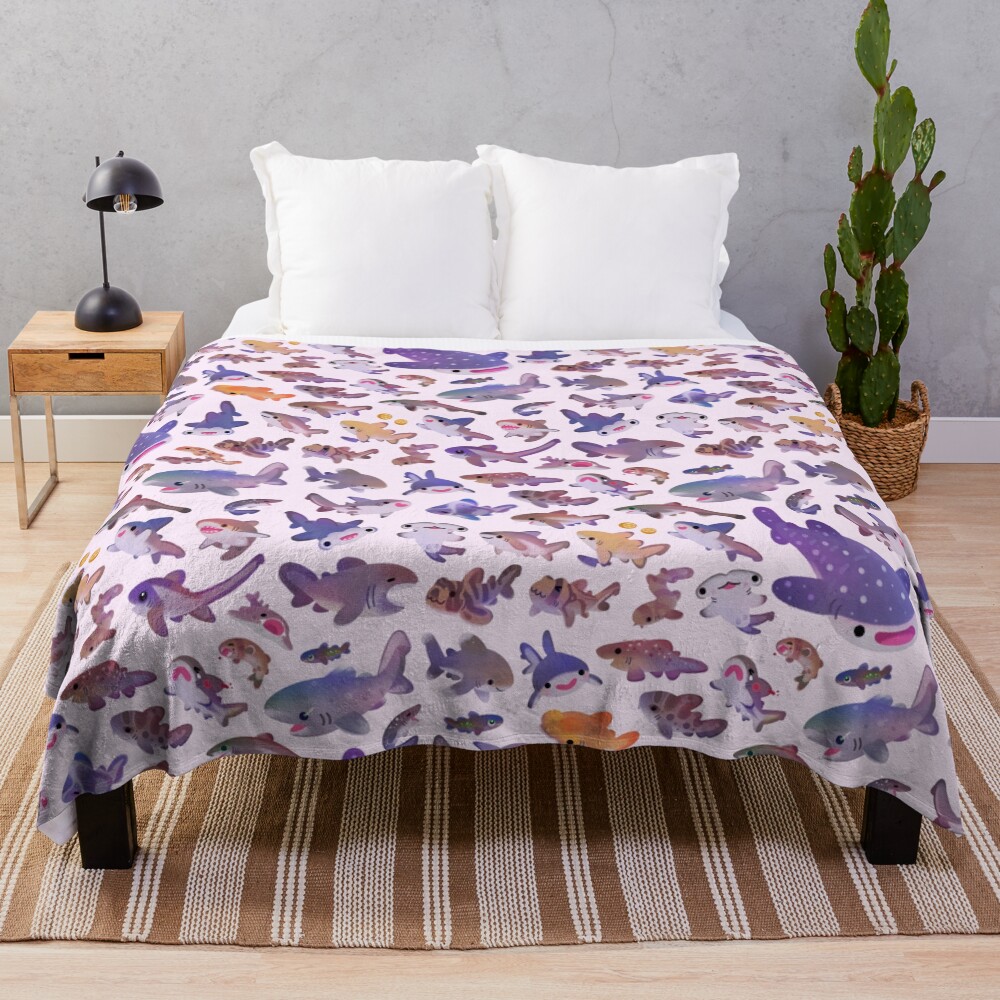Shark day2 - name or bright bg version Throw Blanket