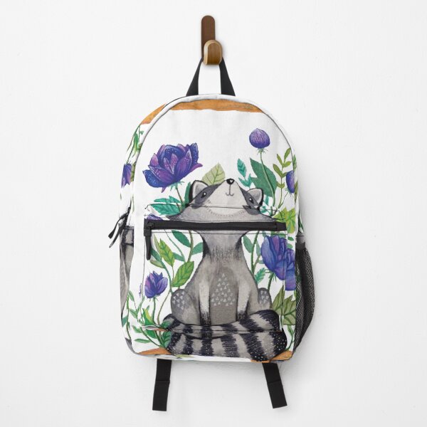 Raccoon Trash Panda Floral Wild Art Backpack