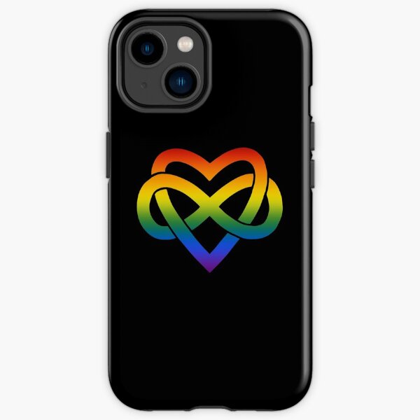 Rainbow Polyamory Inifinity Heart (black) iPhone Tough Case