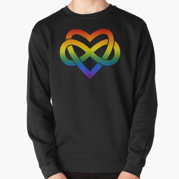 Rainbow Polyamory Inifinity Heart (black) Pullover Sweatshirt