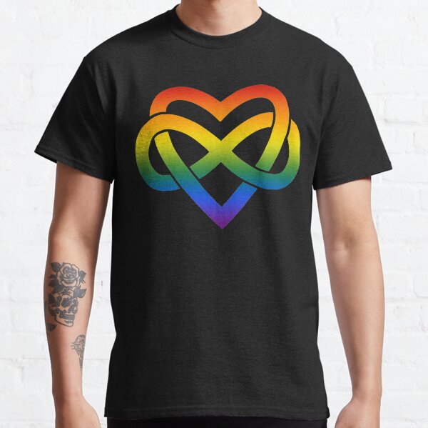 Rainbow Polyamory Inifinity Heart (black) Classic T-Shirt