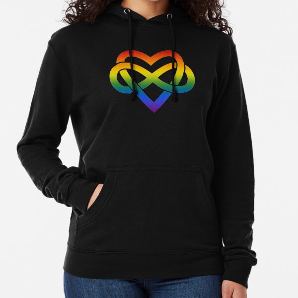 Rainbow Polyamory Inifinity Heart (black) Lightweight Hoodie