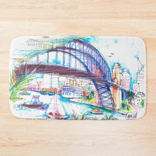 Item preview, Sydney Harbour Bridge and boats designed and sold by ErinHillStudio.