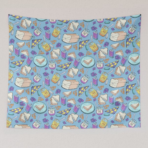 Item preview, Foodie Peanut Butter Grape Jelly Sandwich, PB&J, Brightly Colored, Comfort Food, Nostalgic, Kids Purple Light Blue designed and sold by KimMarshall.
