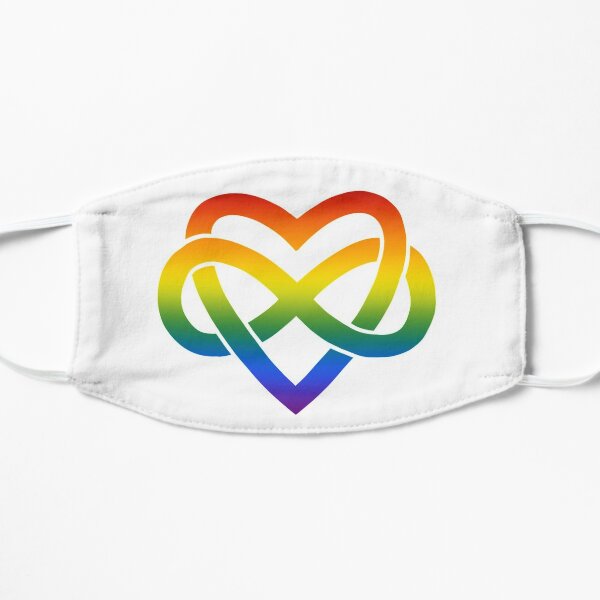 Rainbow Polyamory Inifinity Heart (white) Flat Mask