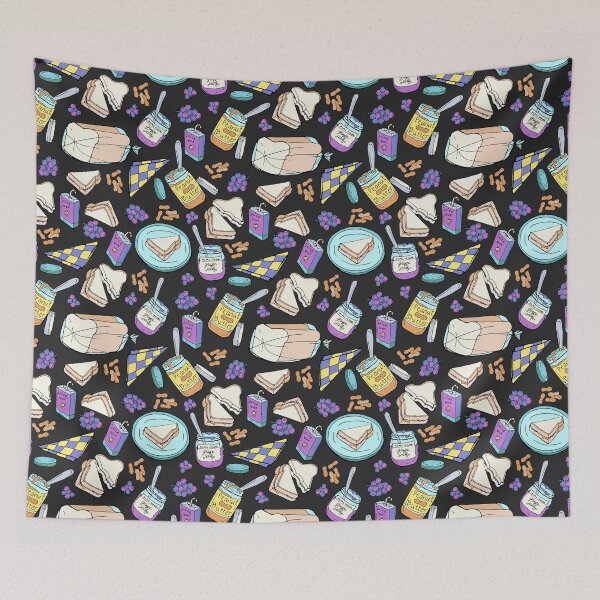 Item preview, Comfort Food, Peanut Butter Grape Jelly Sandwich, PB&J, Brightly Colored, Comfort Food, Nostalgic, Kids Purple Light Blue designed and sold by KimMarshall.