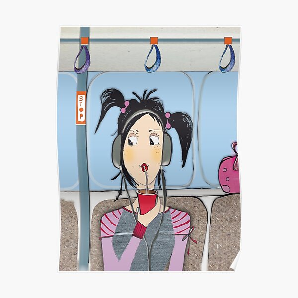 Girl with drink in London. Poster