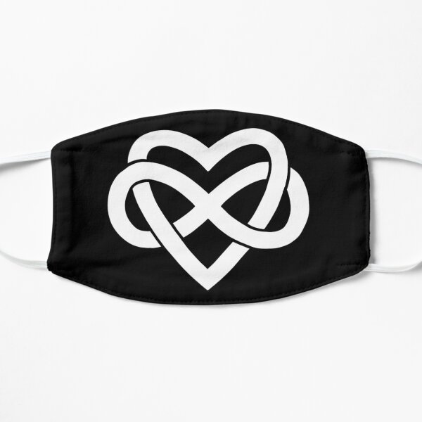 White Polyamory Inifinity Heart (black) Flat Mask