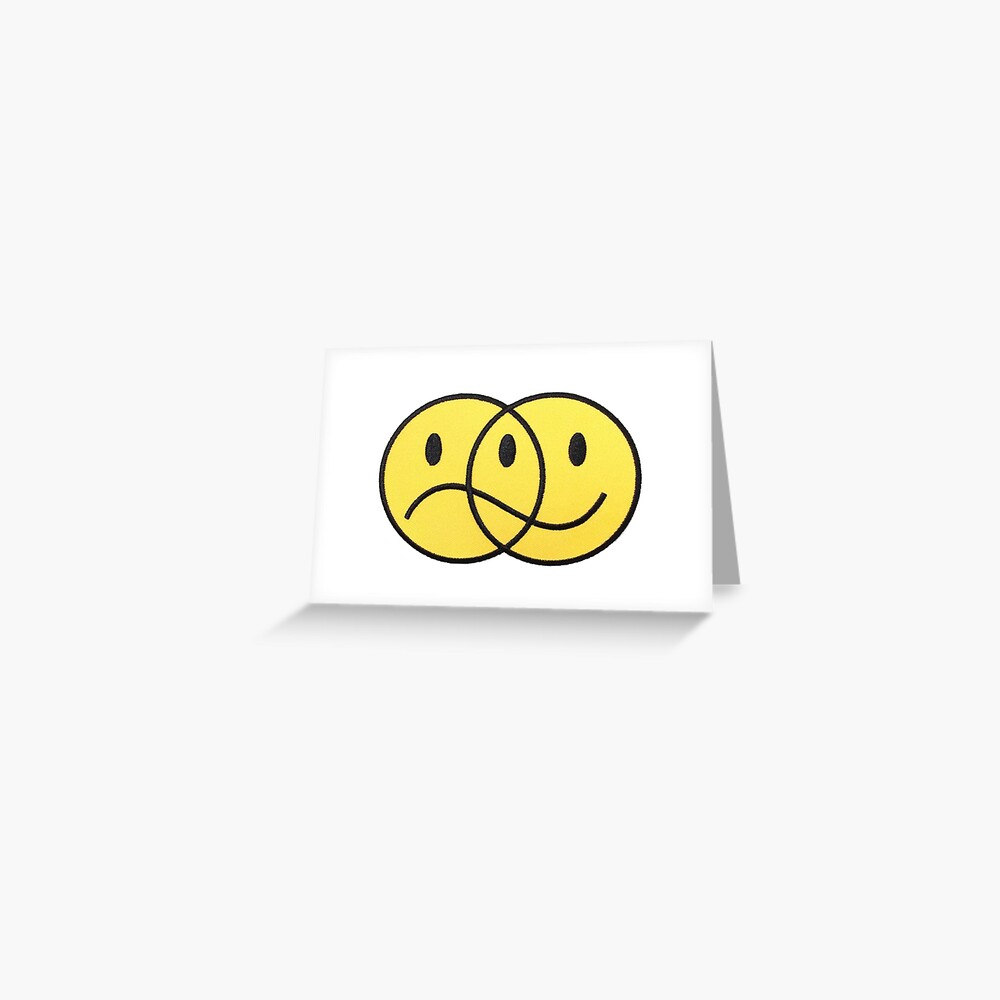 Sad Happy Face Smiley Emoji Greeting Card For Sale By Ayeshaha Redbubble