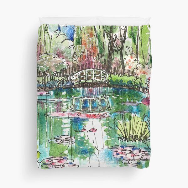 The Japanese Bridge at Monet's garden Duvet Cover