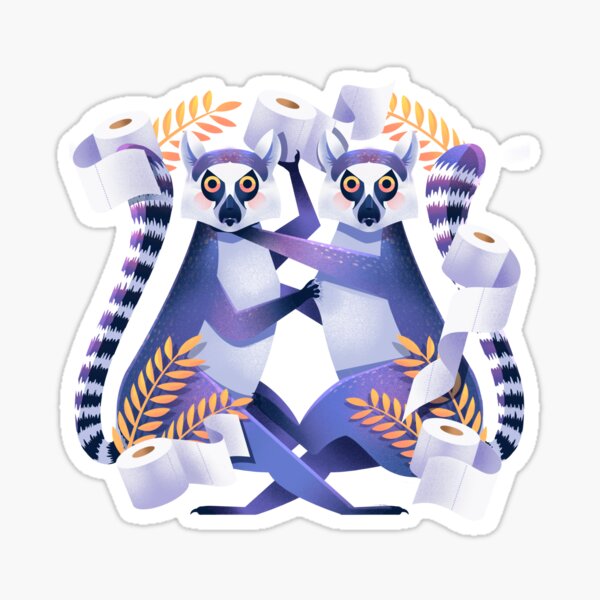 Lemur Toilet Paper Fight Sticker