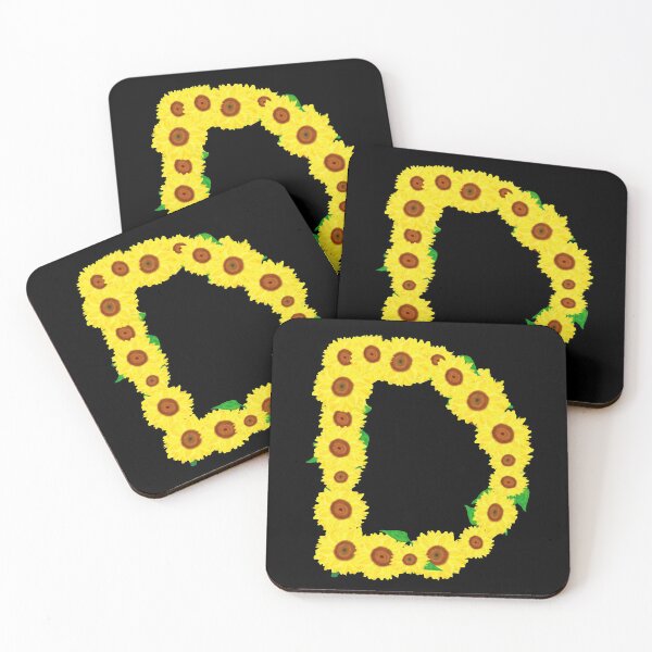 Item preview, Sunflowers Initial Letter D (Black Background) designed and sold by ArtByLM.