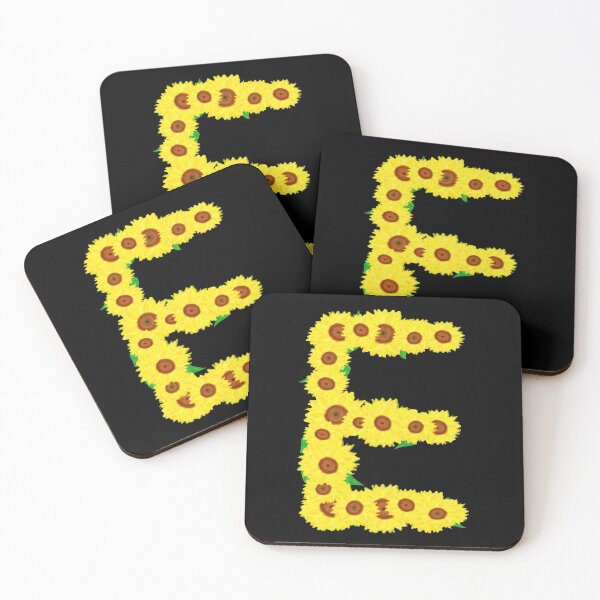Item preview, Sunflowers Initial Letter E (Black Background) designed and sold by ArtByLM.