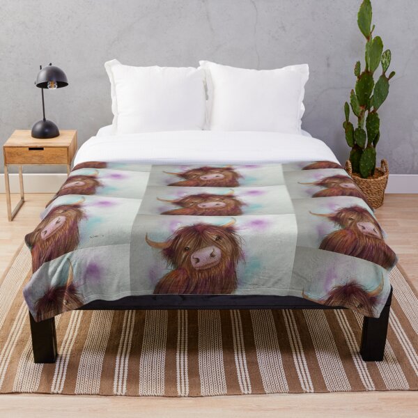 Heeland Coo, Highland Cattle,Cute Highland Cow Throw Blanket